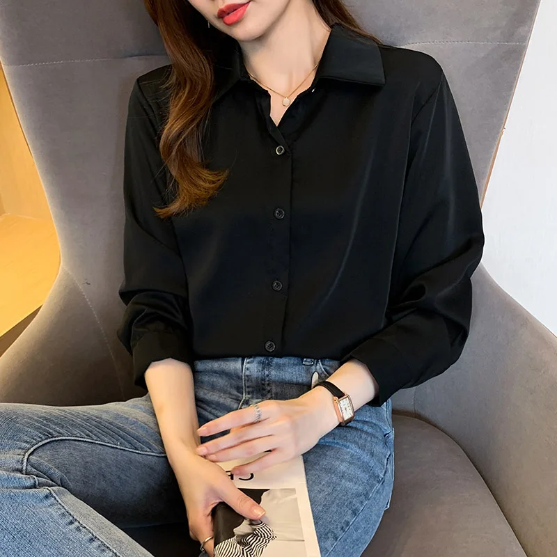 Autumn New Korean Version Vintage Minimalist Shirt Women Clothing Fashion Solid Long Sleeve Blouses Office Lady Solid Career Top