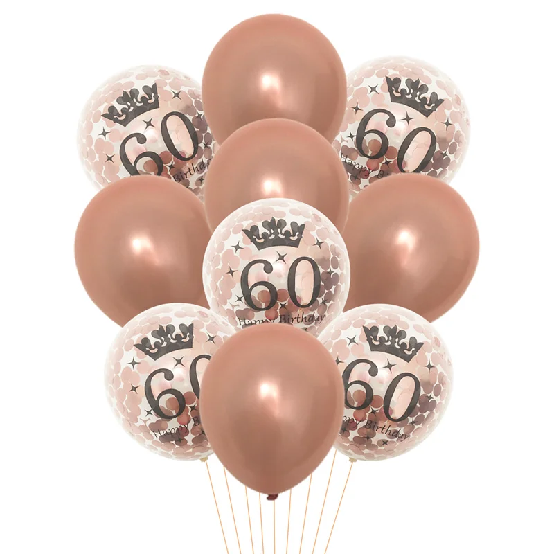 10 قطعة Rosegold 12 بوصة 30 40 50 60 عيد ميلاد سعيد اللاتكس بالونات النثار الكبار حفلة عيد ميلاد 30th الذكرى ديكور لوازم #4