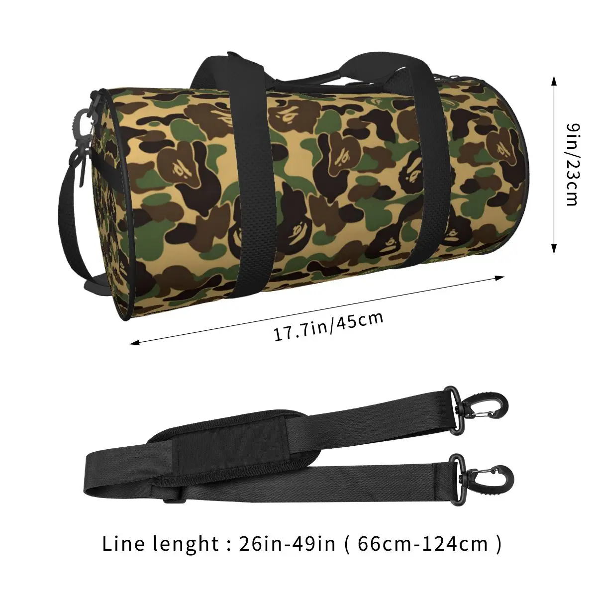 Bolsos Ape-Bape, bolso de viaje redondo de gran capacidad, bolso de mano para hombre y mujer, equipaje de mano de gran capacidad, bolso deportivo para Fitness