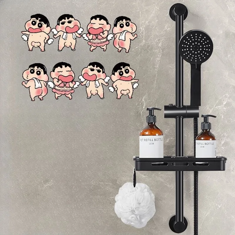 Cartoon Cute Crayon Shin-chan Sticker Wall Bathroom Toilet Toilet Tile Glass Door Decoration Waterproof Sticker Wholesale