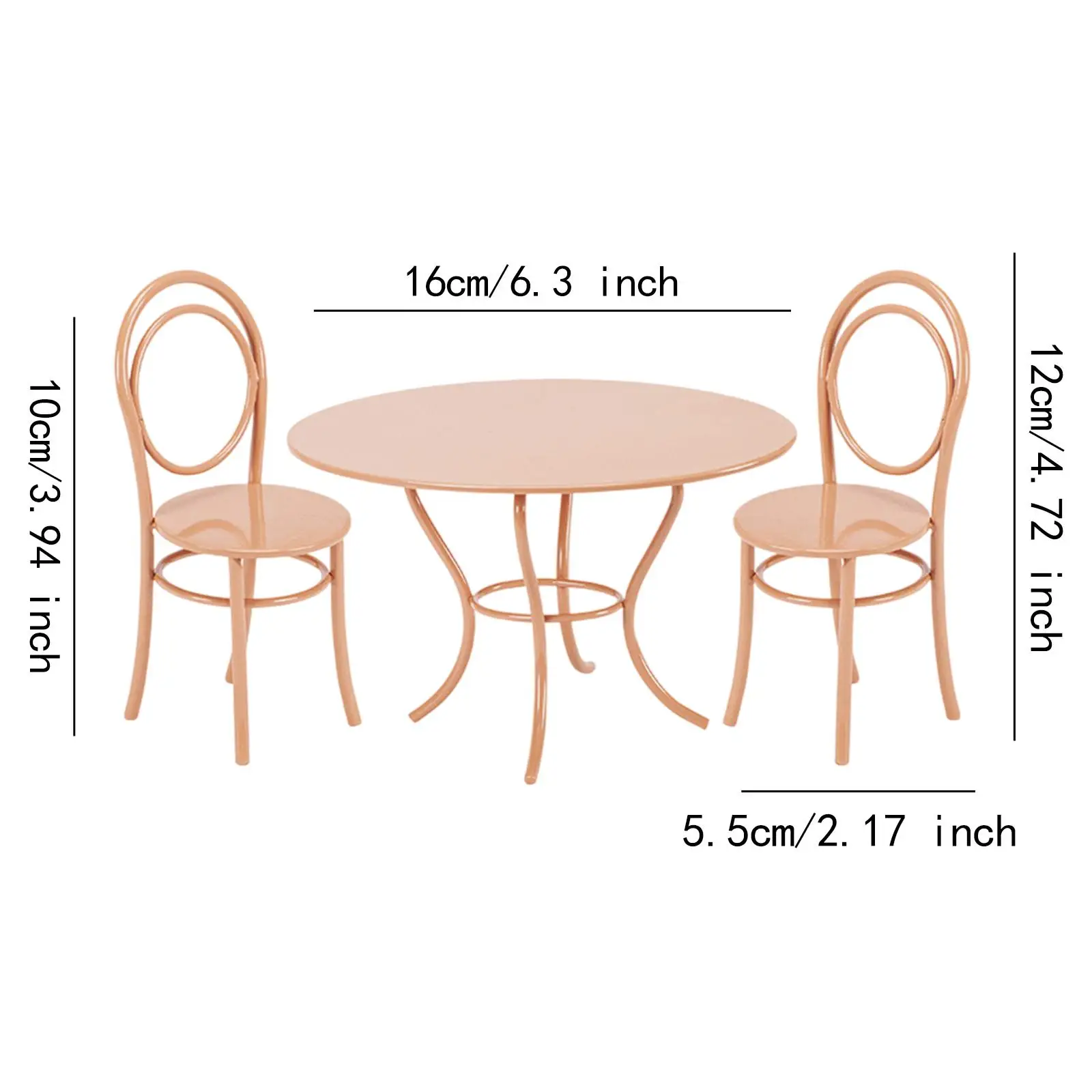 3-teiliges Set aus Miniatur-Tisch und Stühlen für Puppenhäuser, Feengartendekorationen