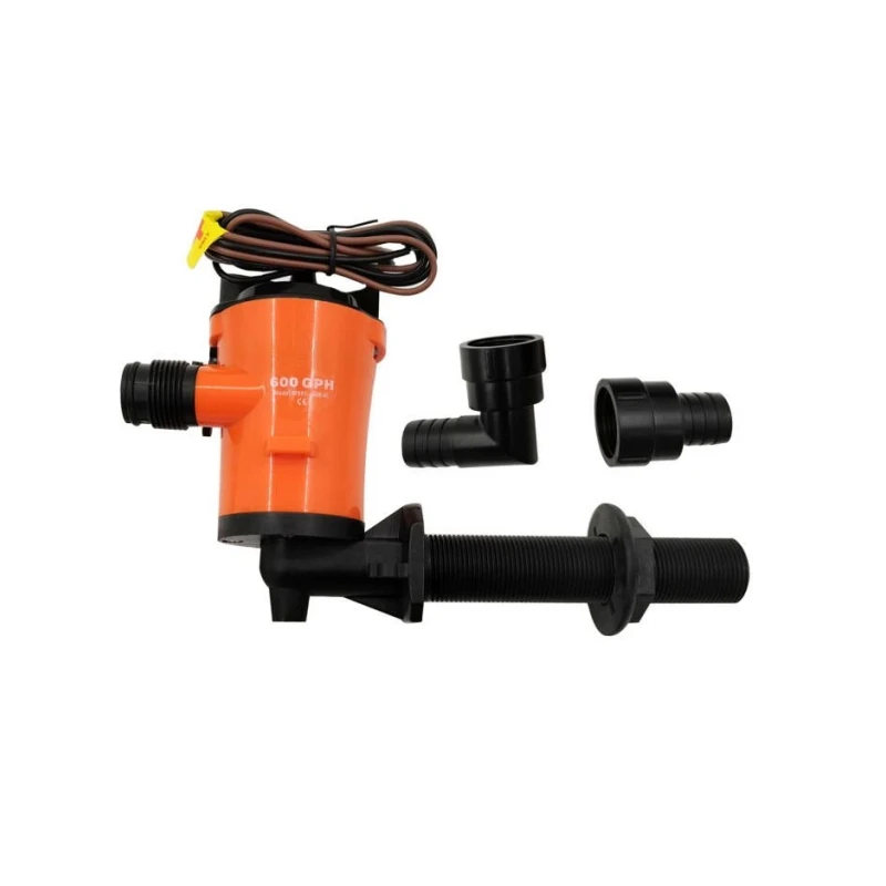 

ISURE MARINE 12V 600GPH Boat Livewell Pump, Live Bait Tank Aerator Submersible Cartridge Aeration Pump 90-Degree Boat Accessory