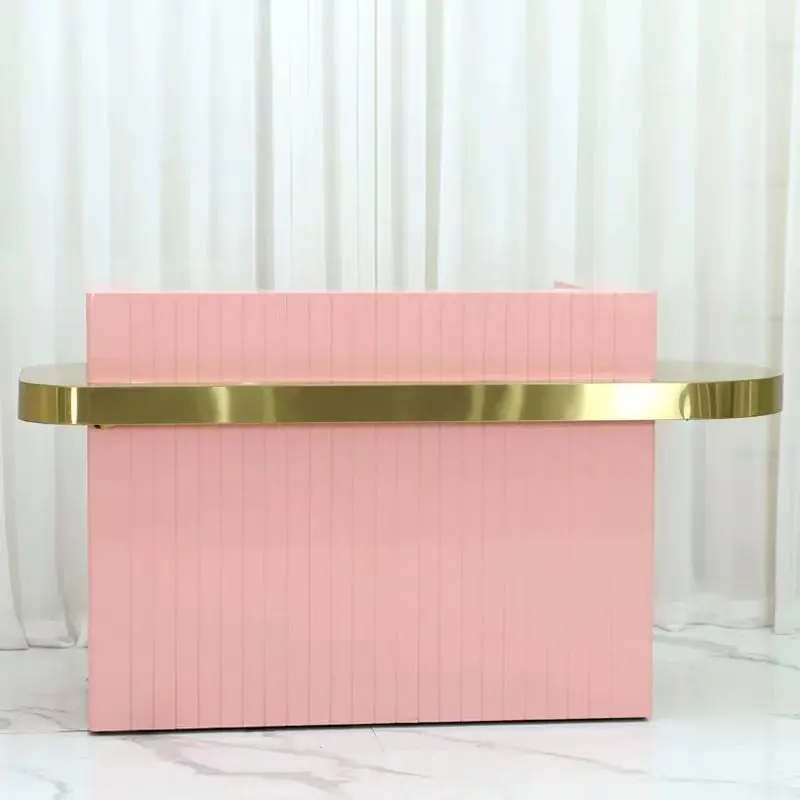 Reception Desks Modern Wood Reception Desk For Office Hotel Hair Beauty Salon Pink Cashier Counter Hospital Or Mall Applications