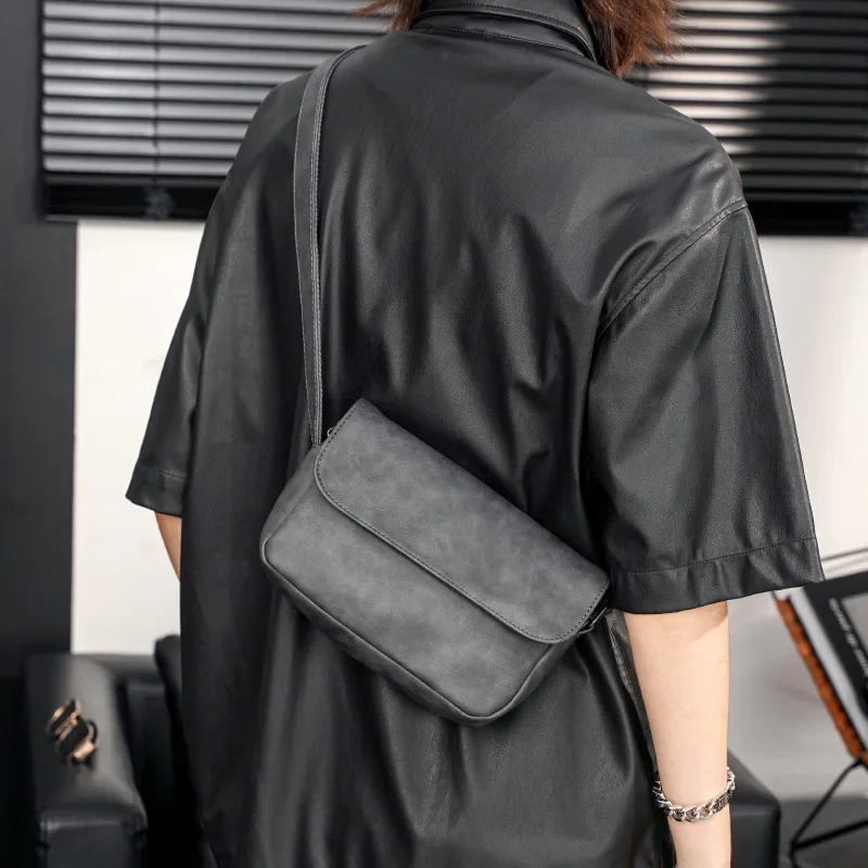 Fashion Men’s Flap Crossbody Bag Small PU Leather Shoulder Handbag Vintage Male Messenger Bag Casual Phone Purse Bags for Men