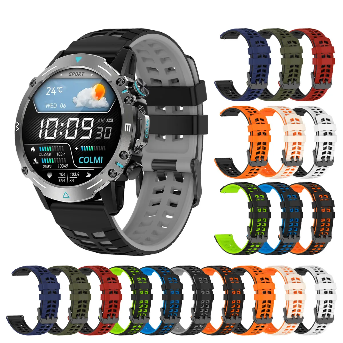 Two-Tone Silicone Sport Strap For Colmi M42 V75 GPS V73 C81 Watch Band For Colmi P71 P68 V70 V68 P81 i30 Wristband 22mm Bracelet
