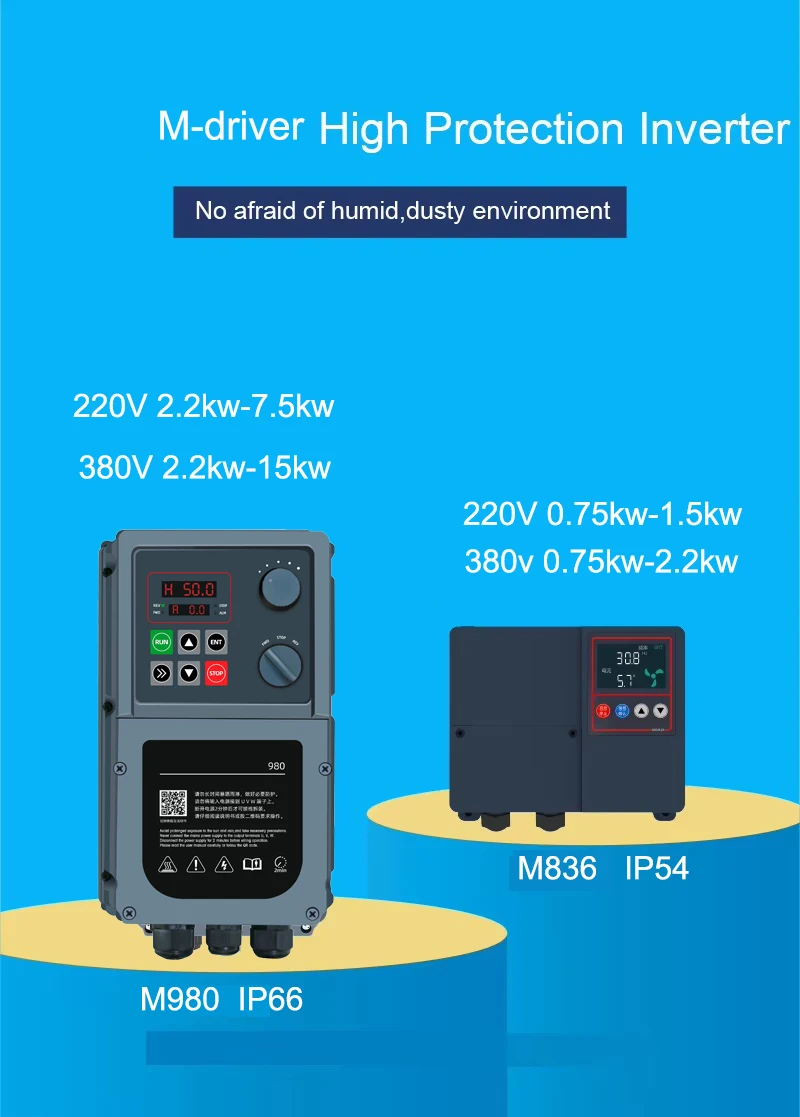 IP54 Vfd Single Phase 220V 0.75kw 1.5kw Low Noise Variable Frequency Drive for Motor Pump Fan