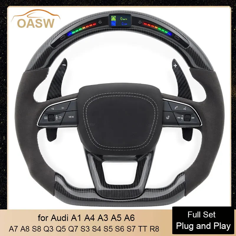 

LED Carbon Steering Wheel Alcantra Side for Audi A3 A4 A5 A6 A7 A8 S3 S4 S5 S6 S7 S8 Q3 Q5 Q7 Q8 R8 RS RS3 RS4 RS5 RS6 RS7