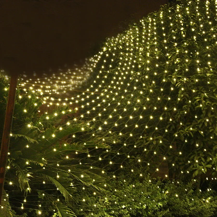Solar or EU Plug Net Light Mesh Fairy Lights Waterproof Garland With 8 Modes Timer Christmas Decorations For Home 3M*2M Holiday
