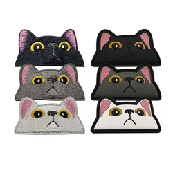 Funny Cat Face Tactical Badges Embroidery Applique Clothes Sticker,3d PVC Patches Hook and Loop Emblemen For Backpack,Clothing