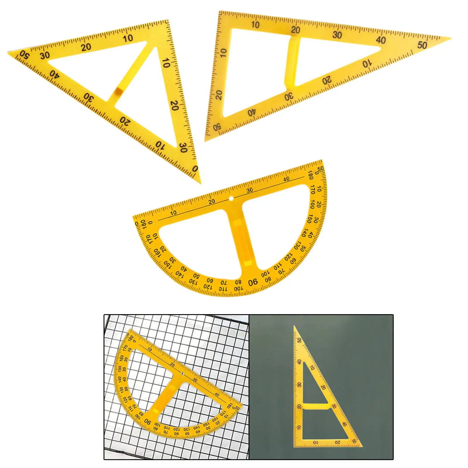 Regla de geometría de matemáticas grande, herramienta de medición de números grandes, herramienta de geometría de matemáticas para dibujos, pizarra de dibujo de ingeniería