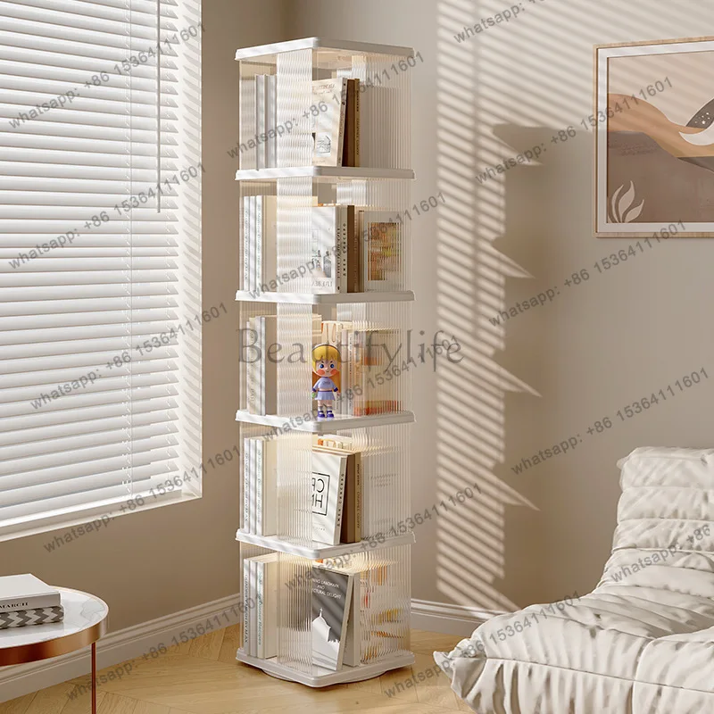 Simple Floor Standing Storage Rack 360 Degree Rotating Bookshelf, Transparent Bookshelf, Children's Picture