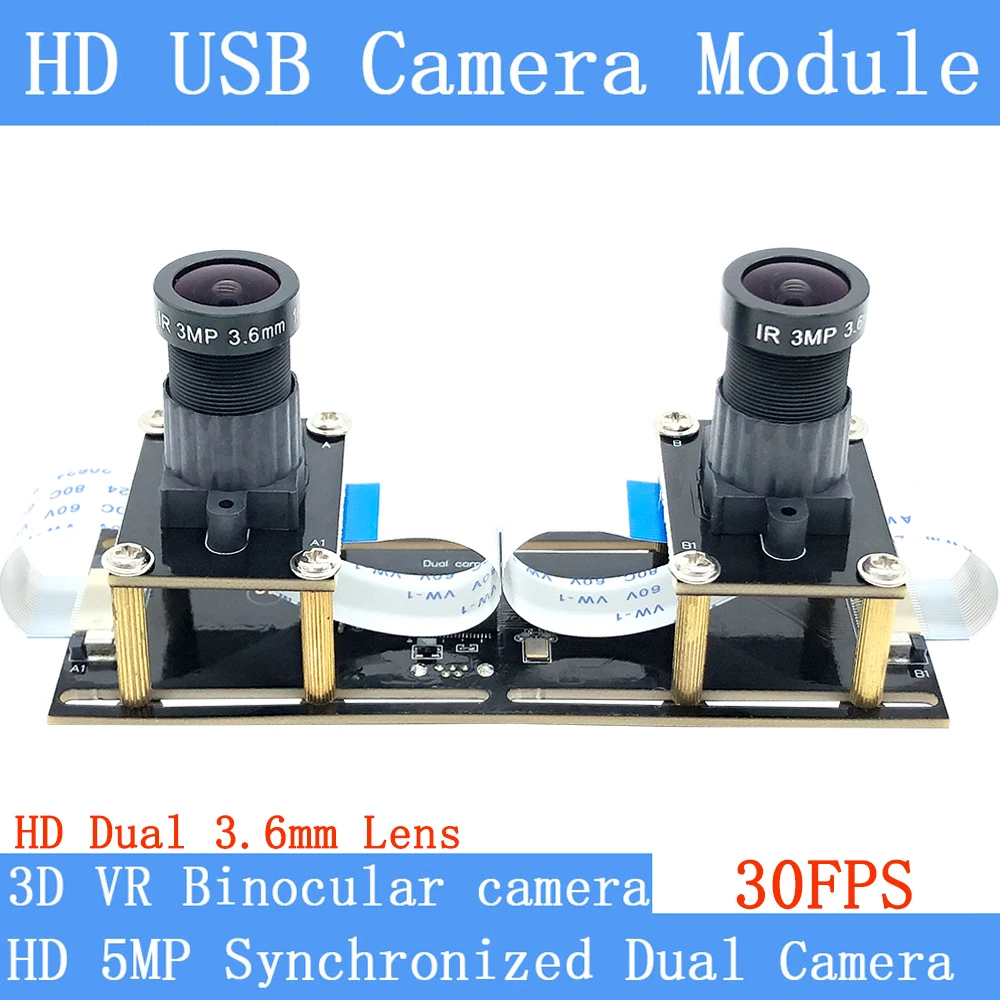 

Mini 3D VR Binocular Synchronization Webcam HD 3040*1520 500W 30FPS USB Camera Module for Windows Linux