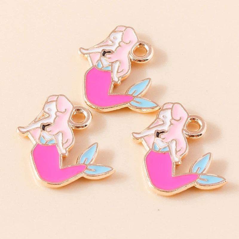 Leslie 10 teile/los Emaille Marine Leben Nette Fischschwanz Meerjungfrau Charms Anhänger für Halskette Ohrringe DIY Schmuck Machen Zubehör – Detail 3