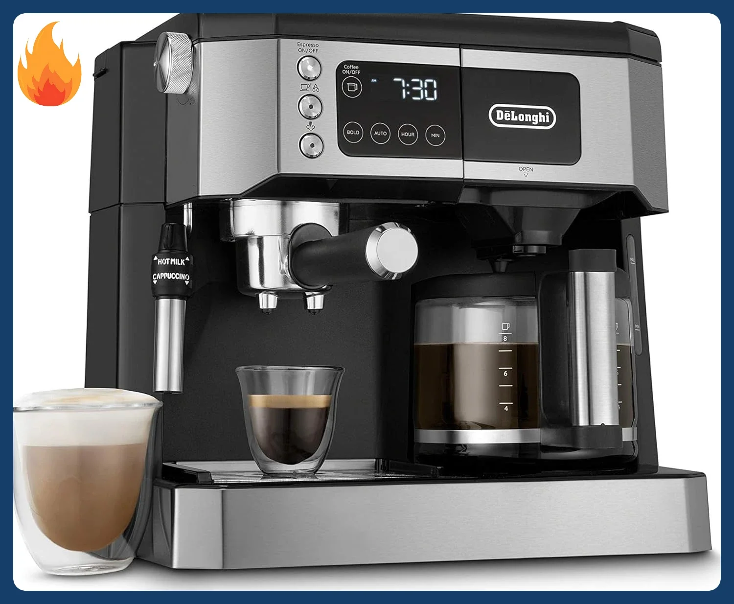 

[Discounted Price!]All-in-One Combination Coffee Maker & Espresso Machine + Advanced Adjustable Milk Frother for Cappuccino & La