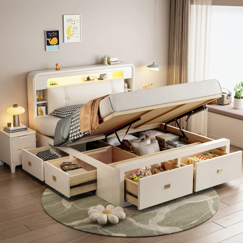 King Size Bed Frame With Storage Drawers - Letto singolo con cassetti estraibili, struttura