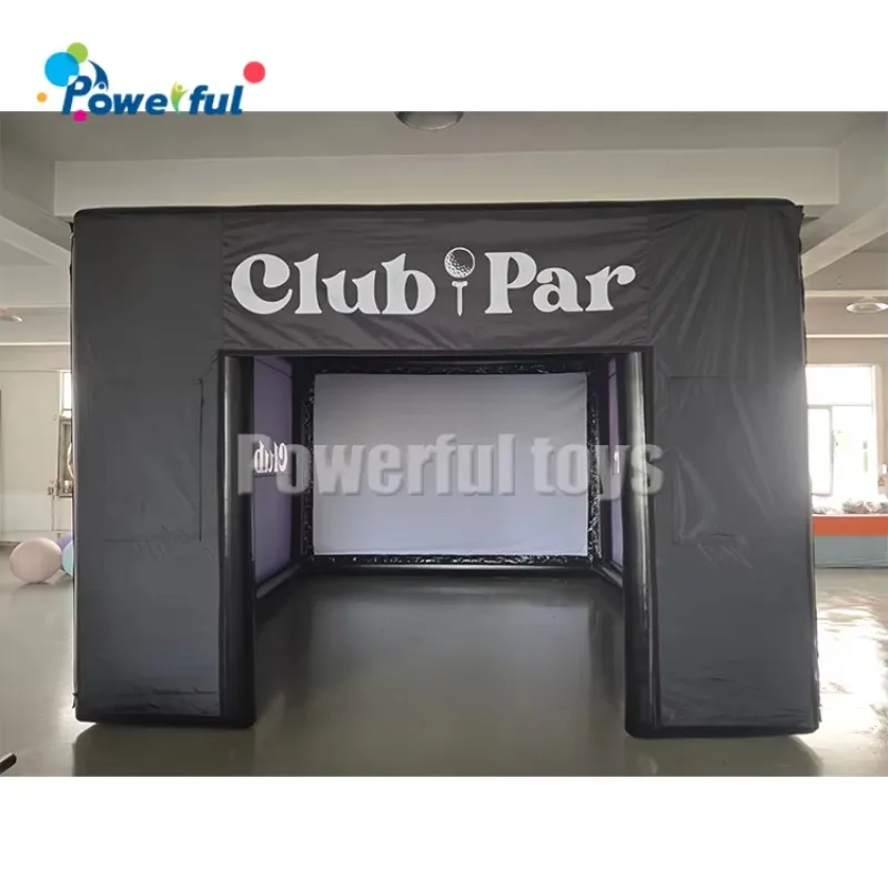 Factory Price Portable Golf Training Cage Inflatable Golf Simulator Projector Shooting Tent With Screen