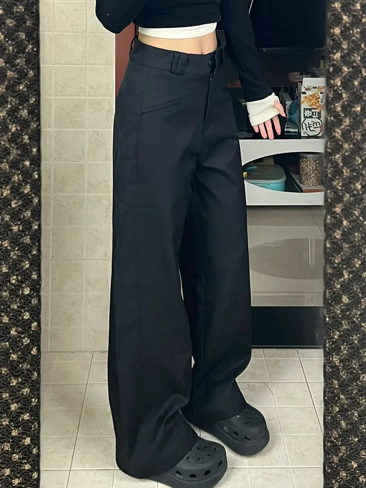 Bla カジュアルワイドレッグスーツパンツ レディース 冬 2025 新作 小さいサイズ ハイウエスト ルーズ スリム ストレート ロングパンツ