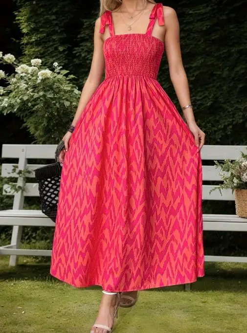 

Summer Women's Camisole Dress with Cinched Waist and Pleated Temperament, Slim Fit Dress