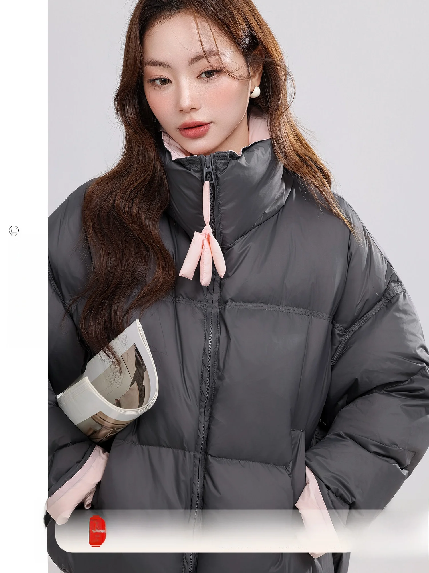 

Autumn Lotus Remnant Retro Sle ort Stand Collar Warm Bread Coat down Jaet Women's 2025 Winter New Faion Ladies' Clothing