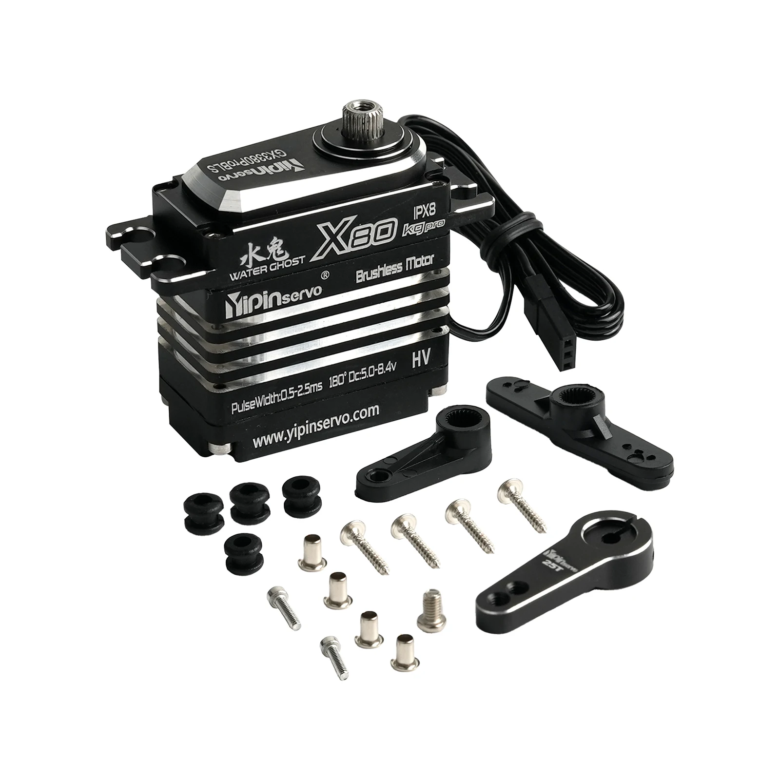 Motor sem escova 180 da engrenagem do metal do servo de X80 80KG Digitas ° /270 °   Alto torque IP68 à prova d'água para robôs de carros RC 1/8 1/10