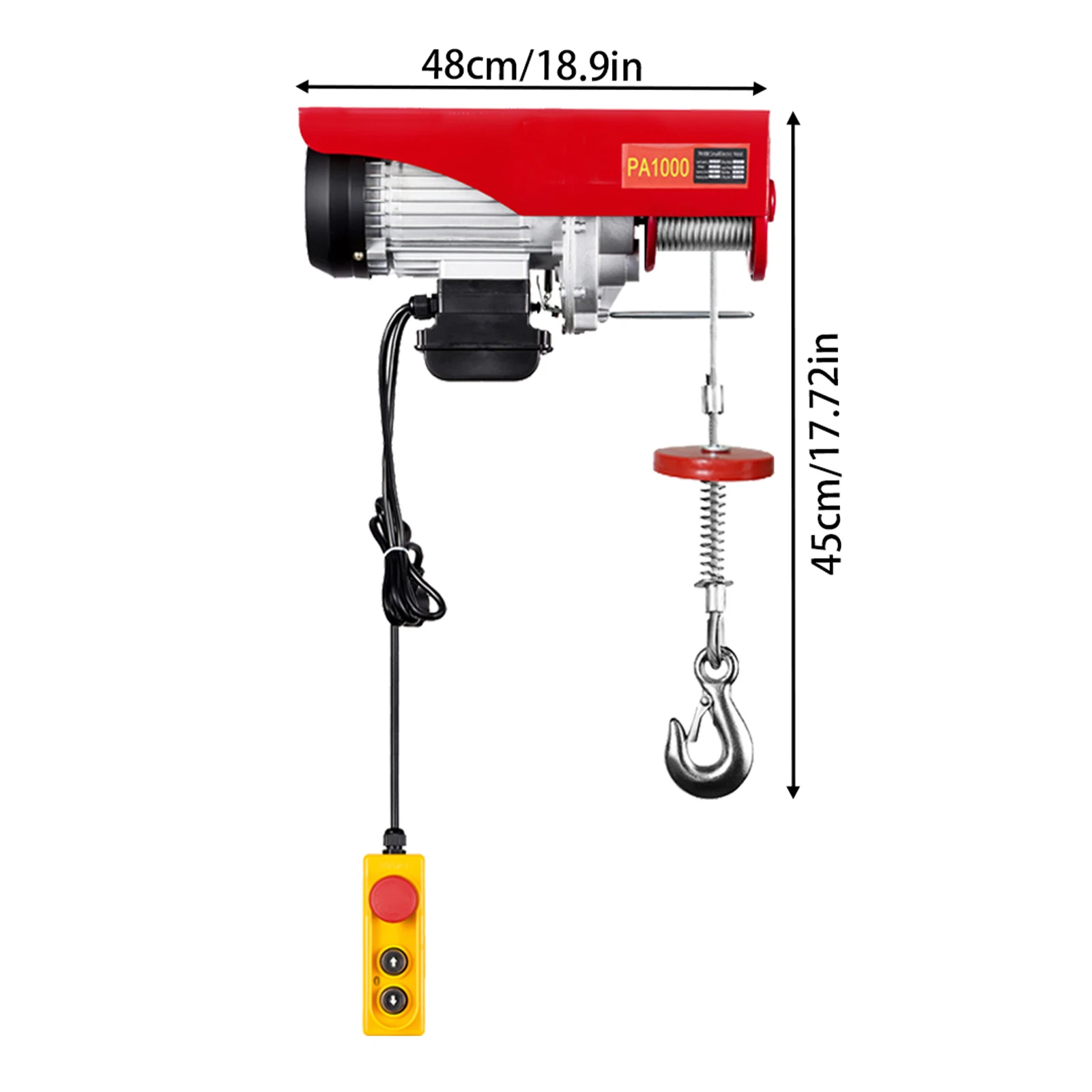 1600 W 1000 kg elektrische Winde, Kabeltrage, Traktionshebevorrichtung, Kran-Hebewerkzeug mit Not-Aus