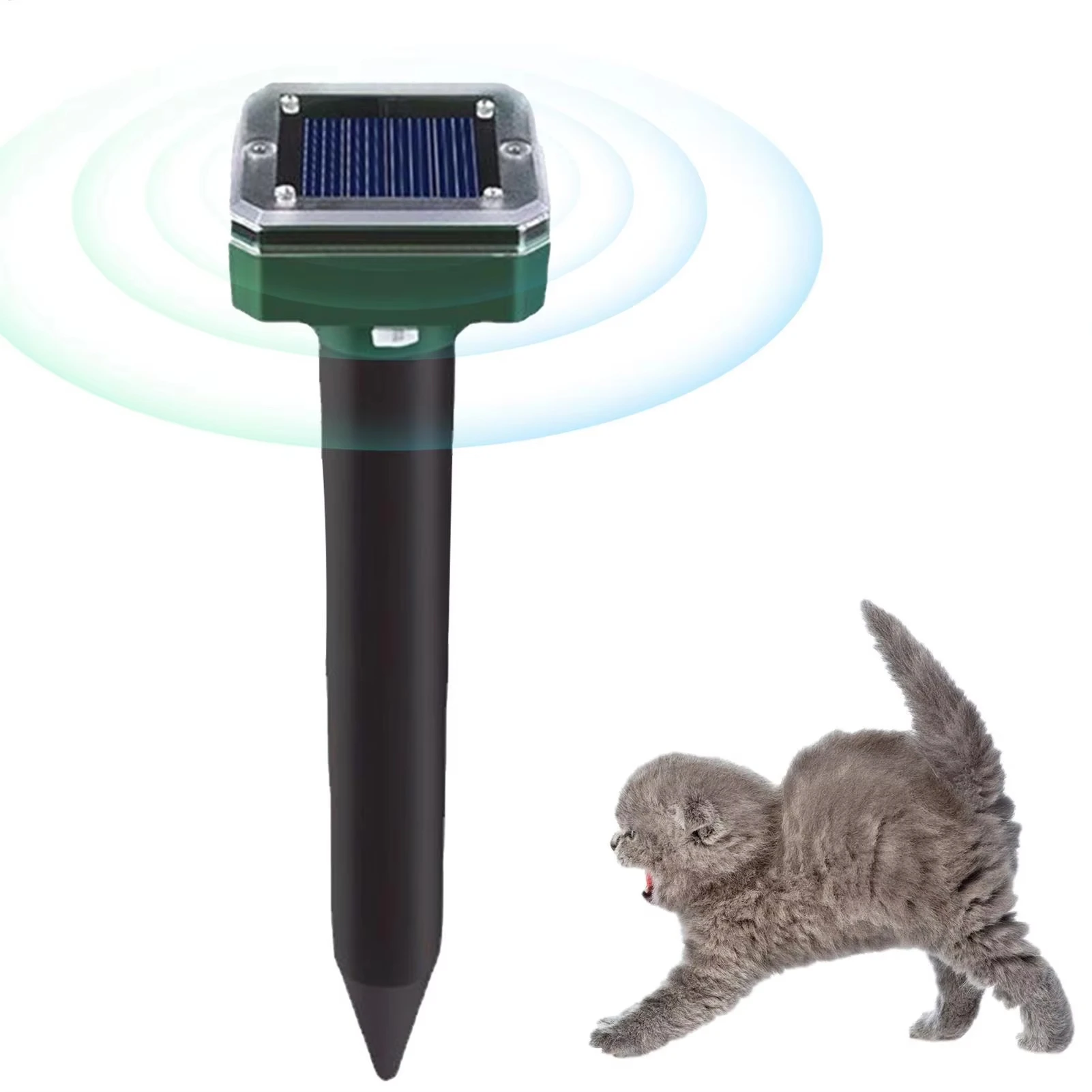 Répulsif électronique à ultrasons solaire portable pour chats, puissant, pour éloigner les chats sauvages, sûr pour le camping en plein air