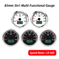 Car Universal 85mm 3 in 1 Tachometer 3000 4000 6000 7000 8000RPM with Oil Pressure Hours Water Temp Meter and 7 Colors Backlight