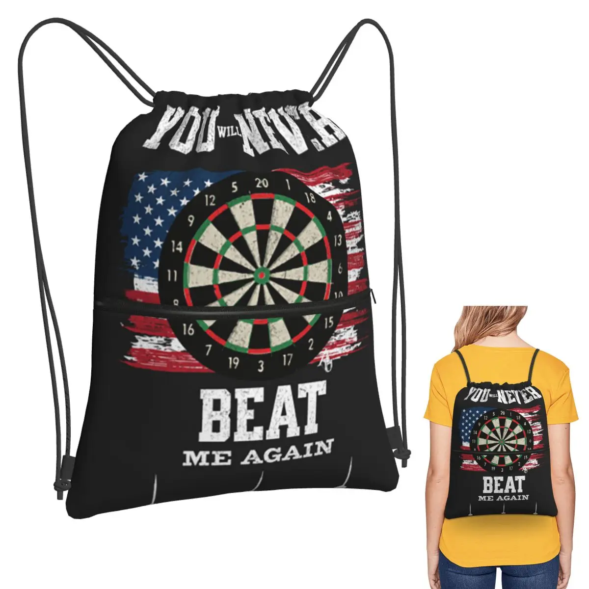 Dart Board Arrow Target Backpacks Casual Drawstring Bags Sports Bag Book Bags for Travel Students