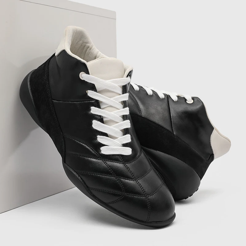 Classic Men High-top Casual Shoes Black Color High-quality Lace-up Comfortable Fashionable Sports Shoes Outdoor Training Shoes