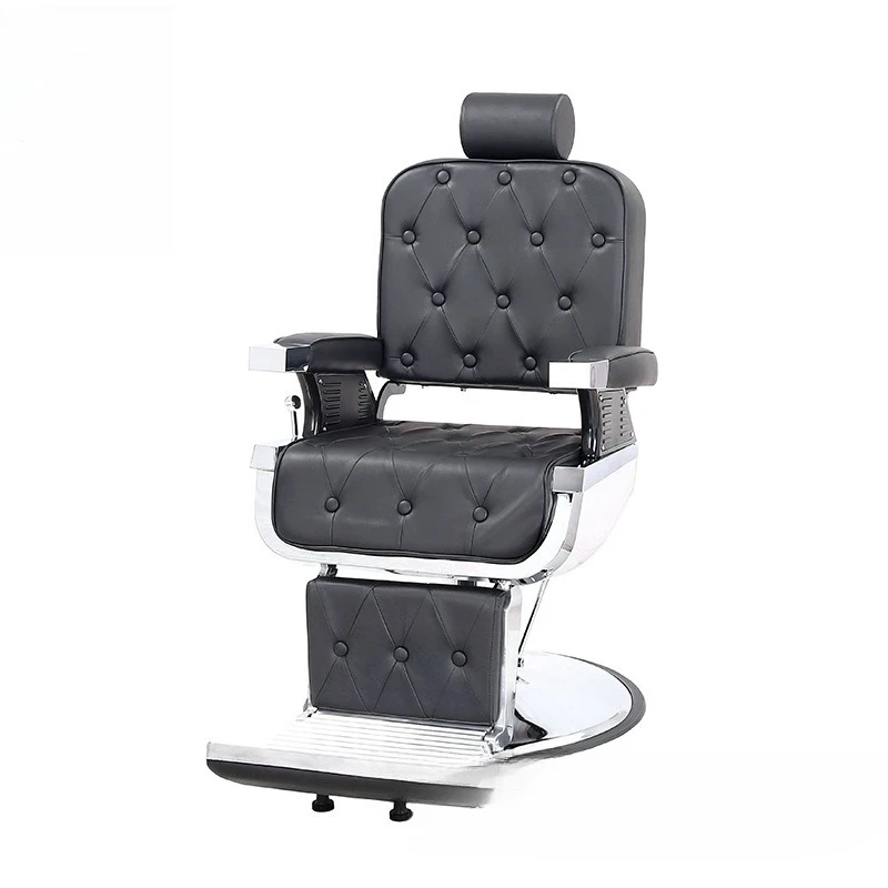 

Vintage Lincoln Hairdressing Chair PU Leather Buckle Liftable Swivel Hair Salon Italian Barber Chair
