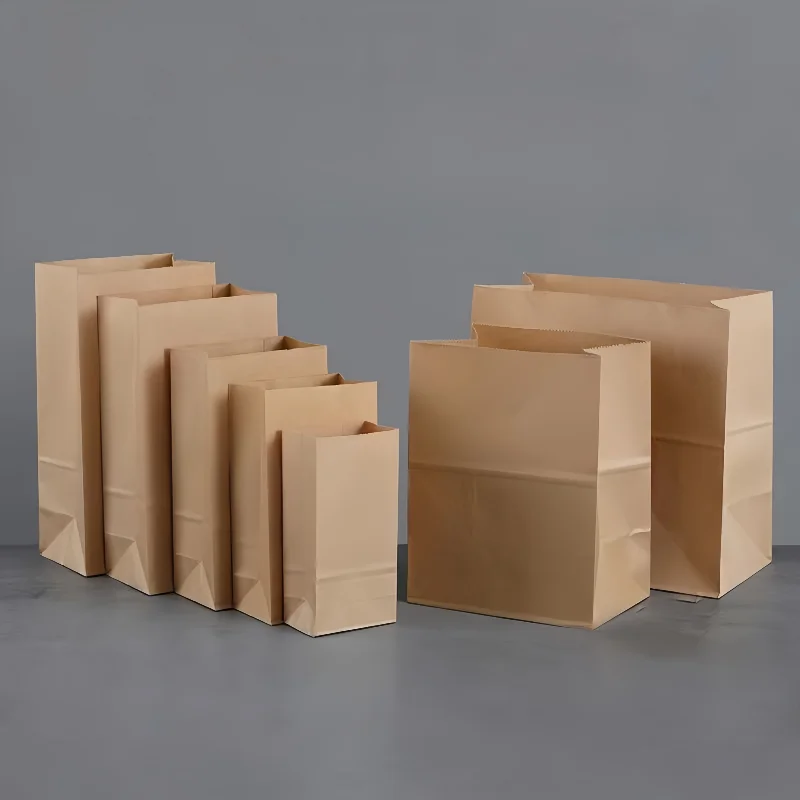 20/25/50 قطعة كيس ورق الكرافت البني الغذاء الخضروات حقيبة تسوق حزمة الحلوى كرافت حقيبة الغداء البقالة كوكي الخبز دلو أكياس