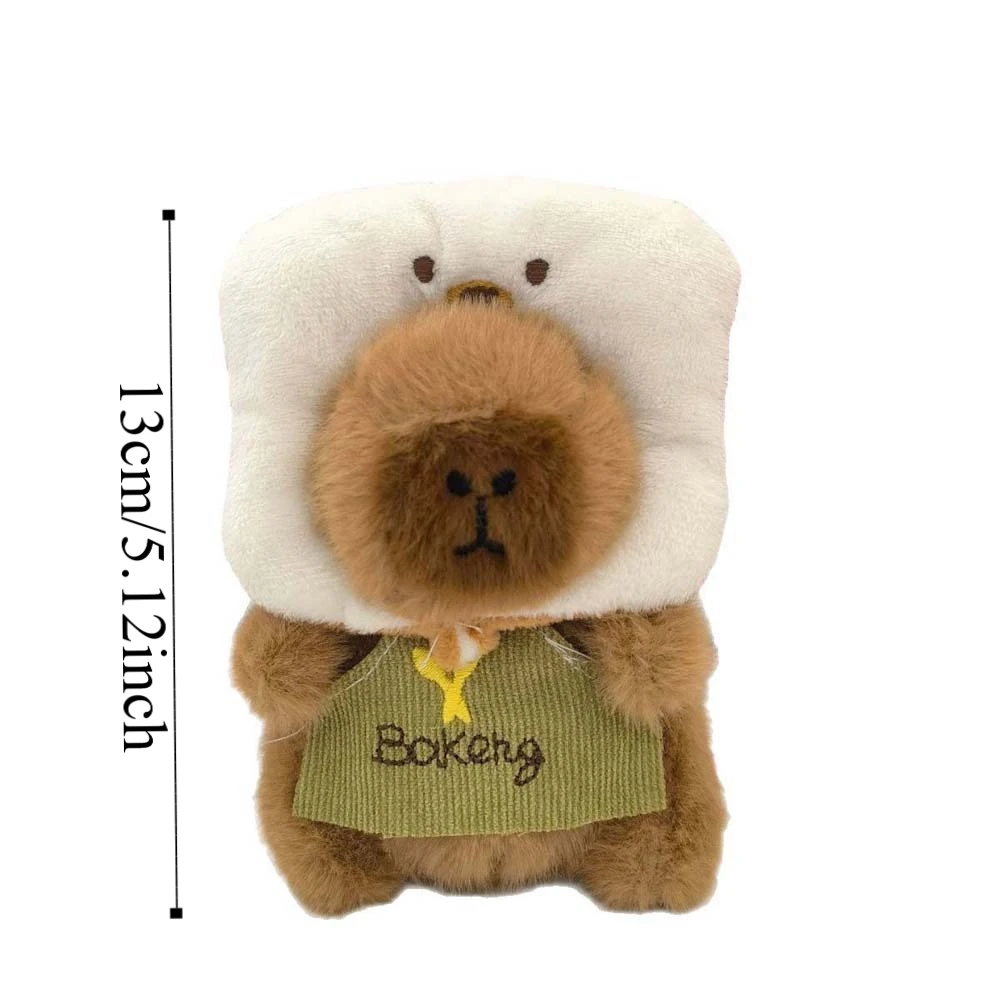 茶色の柔らかいベーキングカピバラキーホルダー、面白いパン、ドーナツ、動物ペンダント、毛皮のような漫画のぬいぐるみキーホルダー、女の子向け