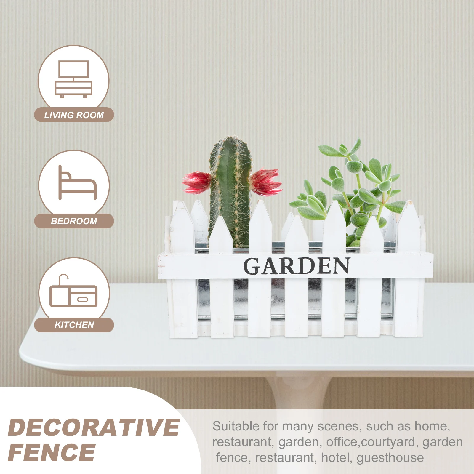 

1Pcs Wooden Fence Flower Pot Rustic Wood Planter Stylish Hollow Design for Indoor Outdoor Decorative Use Floral Arrangement