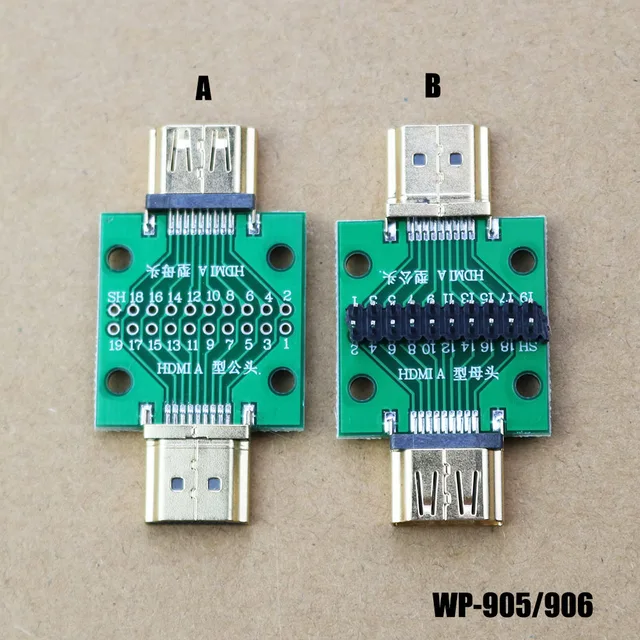1szt HDMI męska i żeńska płytka testowa MINI Złącze z płytką PCB 2,54mm raster 19/20 pin DP HD A Adapter żeński na męski