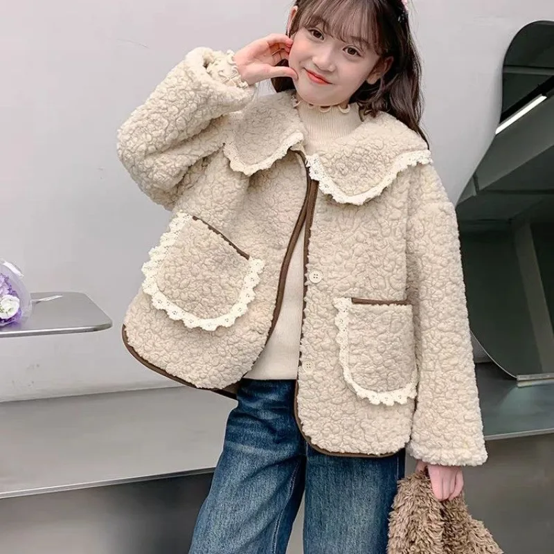 

Stylish Girls' Lambswool Coat 2025 Spring Autumn Kids' Fashion Outerwear Warmth