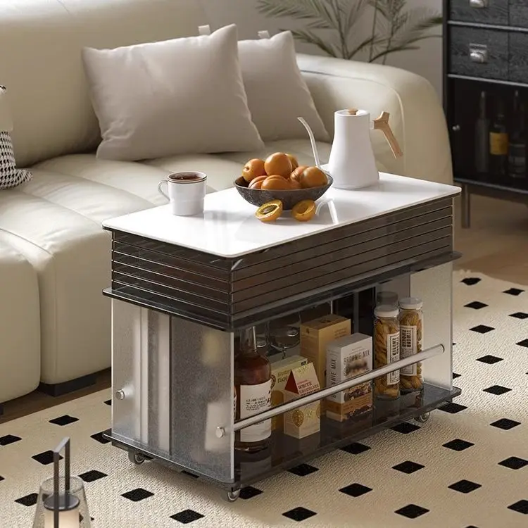 

light luxury liftable coffee table living room household small apartment balcony tea table modern simple mobile side cabinet