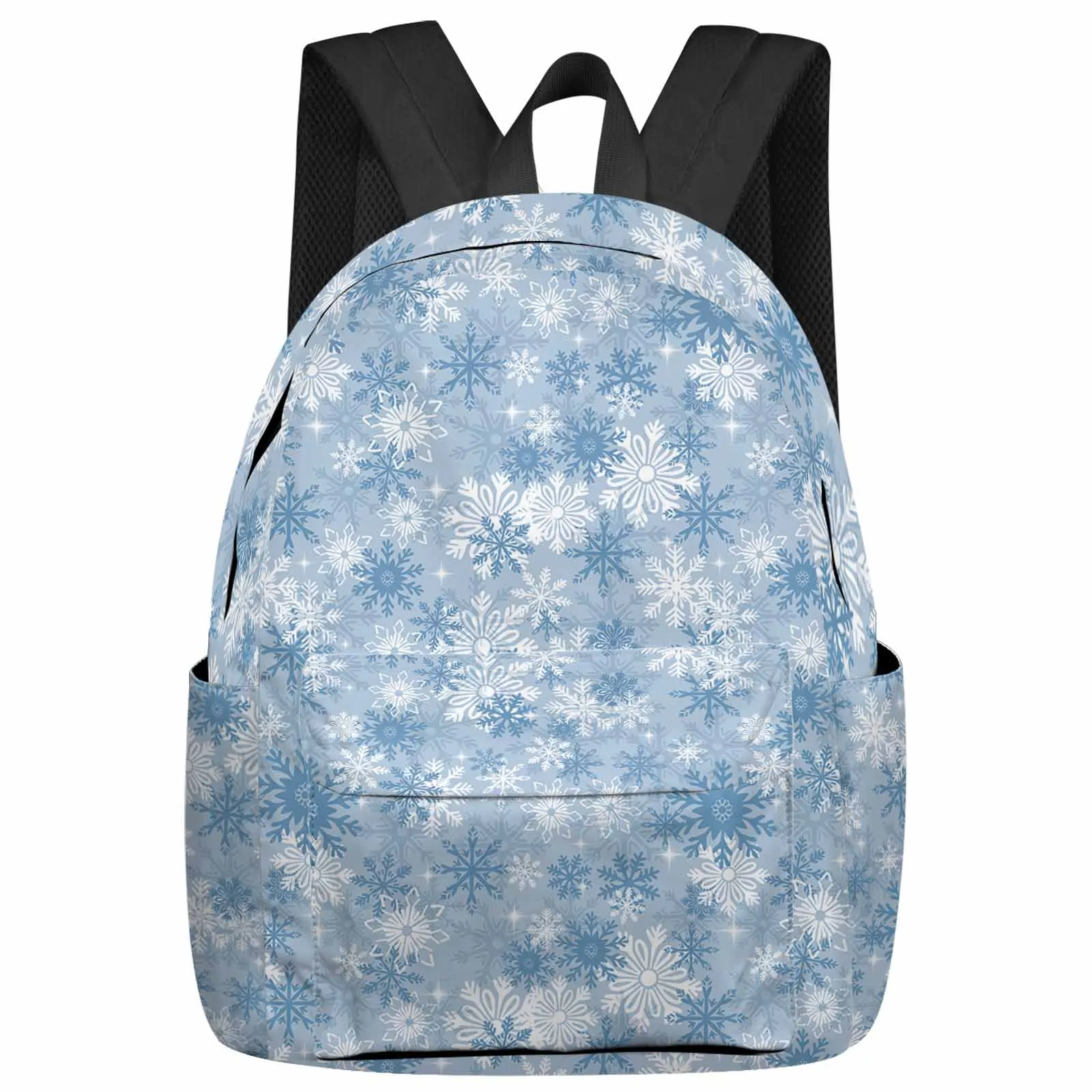 Snowflake Christmas Blue Backpack School Bags for Teenagers Students Laptop Bag Women's Casual Travel Backpack