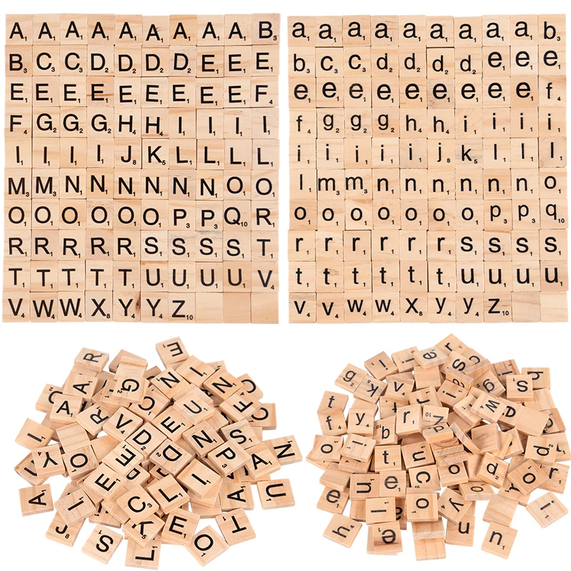 

100Pcs Wood Tiles Letter Alphabet Craft Wooden Decorations For Home Event Wedding Birthday Party DIY Ornaments Digital Puzzle