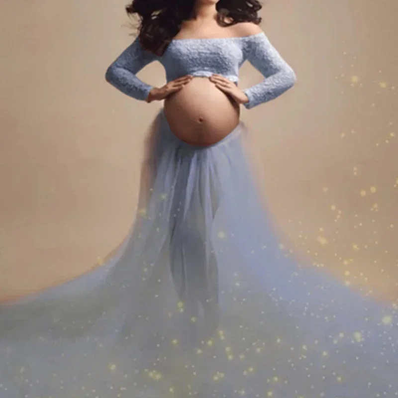 

2023 New Maternity Dresses For Photo Shoot Lace Pregnancy Dress Photography Long Sleeve Gown Dresses For Pregnant Women Clothes