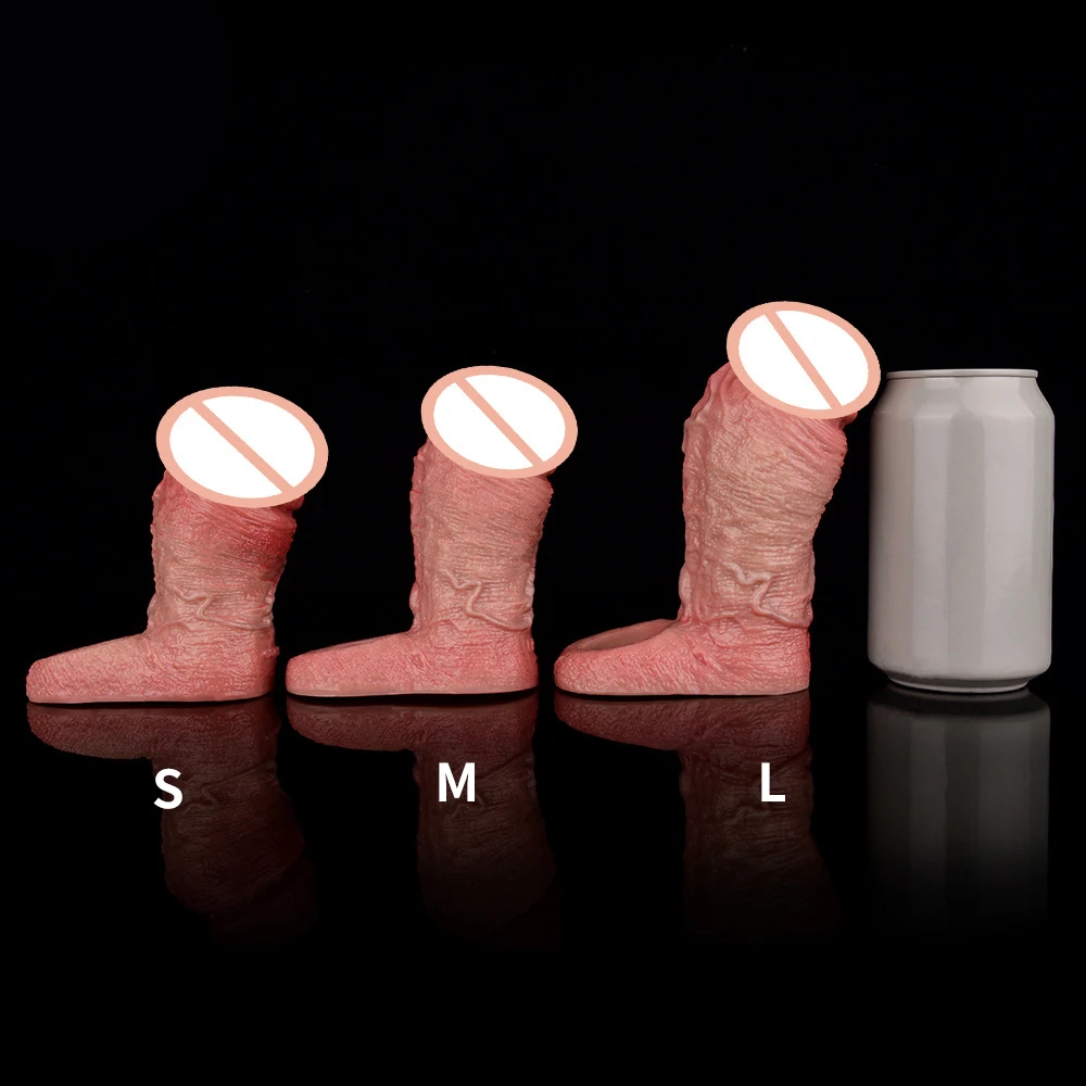 S,M,L Size Open-Ended Penis Enlargement Liquid Silicone Sleeve, Delay Ejaculating With Anti-Off Ring Cock Enlarger For Couples