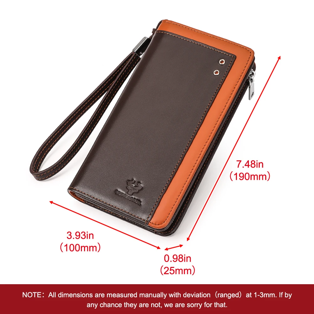 Genuine Leather Long Wallets for Women Fashion Phone Clutch Bag RFID Protect Credit Card Holder Travel Purse with Ziper Pocket