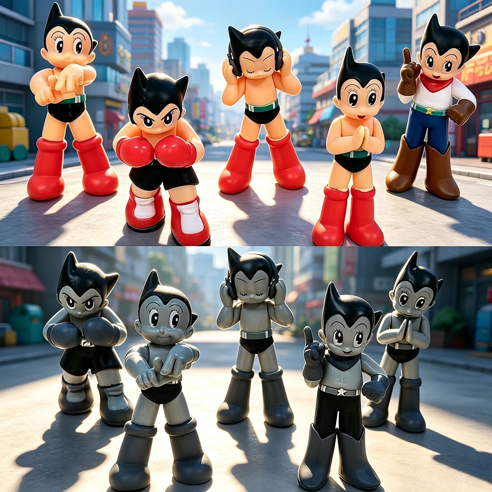 Conjunto de 5 peças Anime 7cm Mighty Atom Astroboy Tetsuwan Atom Figuras de Ação Greninja Estátuas de PVC Modelo Colecionável Brinquedos Presentes