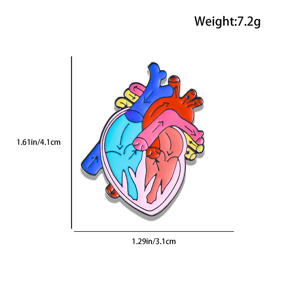 Hanreshe 심장 에나멜 핀 의료 해부학 옷깃 배낭 브로치 배지 쥬얼리, 의사 간호사 의학 학생용