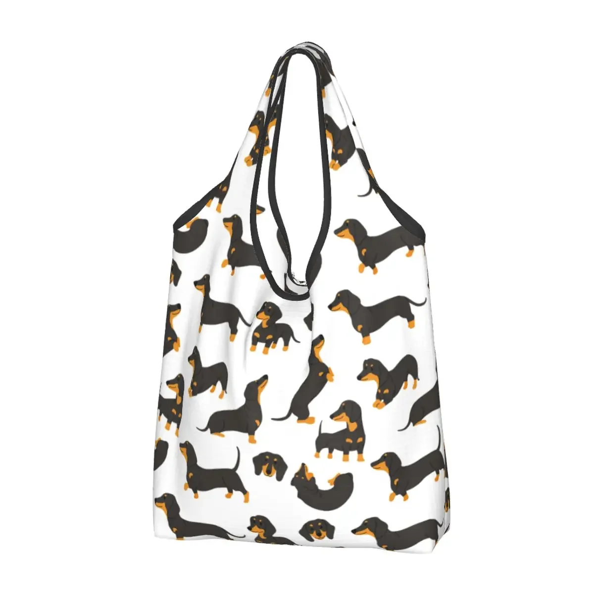 

Dachshund Large Reusable Bags Shopping Washable Foldable Animal Dogs Grocery Bags Lightweight Gift Tote Bags Durable