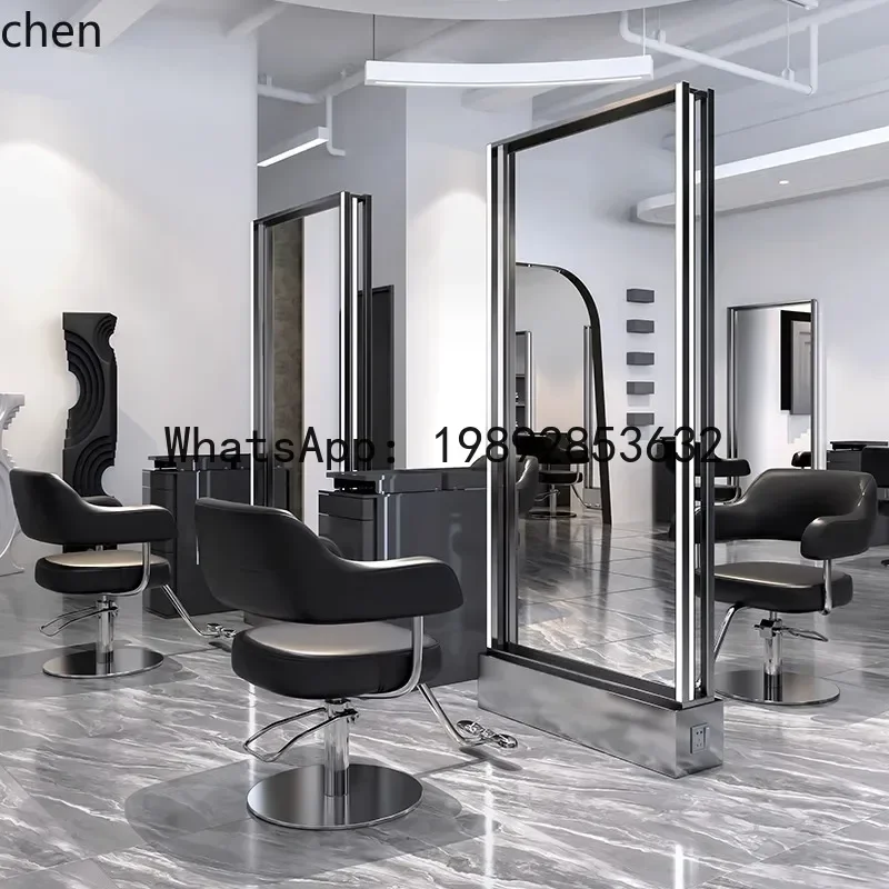 

JX barber shop hair cutting mirror table hair shop base mirror single and double-sided floor mirror hair cutting salon