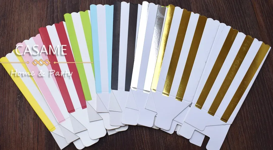 12 قطعة الفشار صندوق ملون شيفرون المشارب دوت الذهب هدية صندوق حفلة لصالح الزفاف البوب الذرة طفل أكياس الديكور الطرف المسروقات