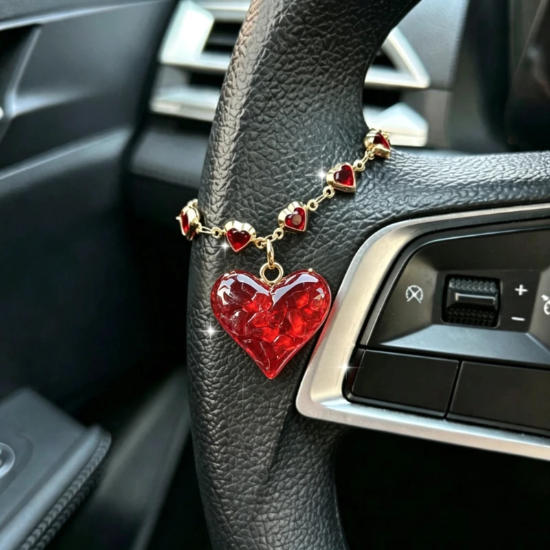 Exquisite Three-Dimensional Heart-Shaped Car Steering Wheel Ornament, Stylish Car Decoration Accessory for Women and Girls, a Great Gift