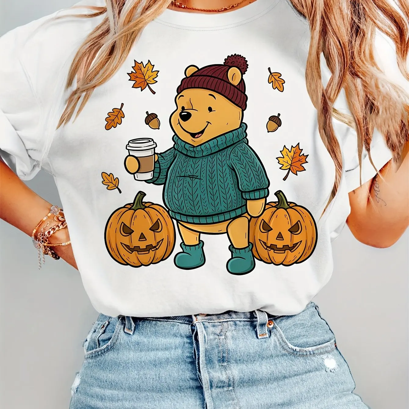 Disney winnie the pooh camiseta de algodão masculino feminino casual na moda oversized streetwear solto manga curta unisex evento outfit