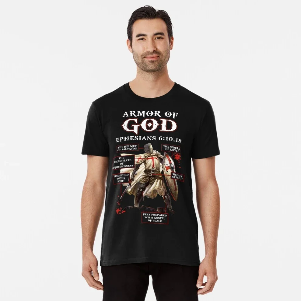 

Armor of God, Knights Templar T Shirt. New 100% Cotton Short Sleeve O-Neck Casual T-shirts Loose Top Size S-3XL