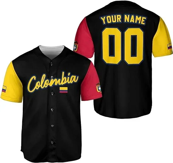 New Colombia Custom Your Name Baseball Jersey Shirt Baseball Shirt 3D Printed Men's Shirt Casual Shirts Hip Hop Tops